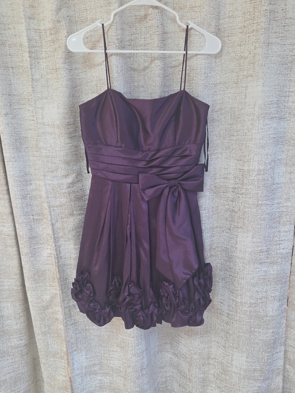 Fiesta Juniors Purple Spaghetti-Strap Bow Dress